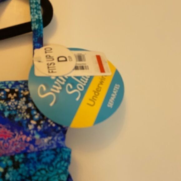 💦Swim solutions printed Ruched  tankini Top blue - Picture 5 of 7